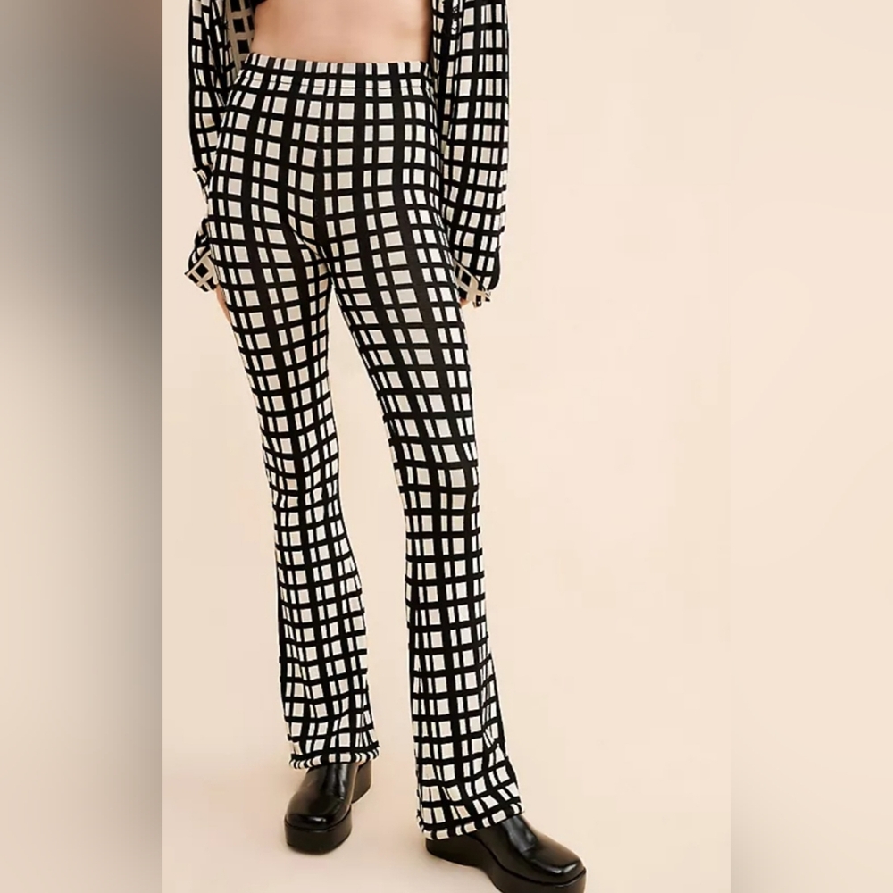 Simon Miller Black and White Checkered Flare Pants